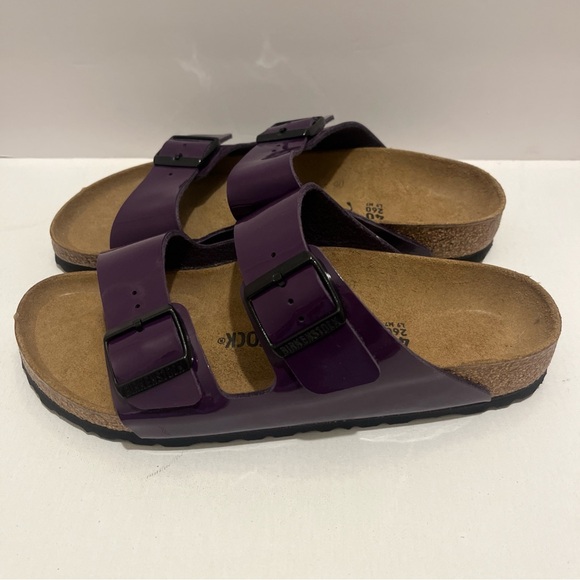 Birkenstock NWB Arizona plum Birko Flor patent regular Sz 9L , M7 - Picture 5 of 7